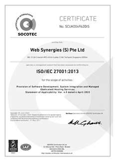THE ISO 27001:2013 CERTIFICATE